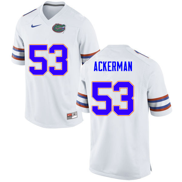 Men #53 Brendan Ackerman Florida Gators College Football Jerseys Sale-White - Click Image to Close